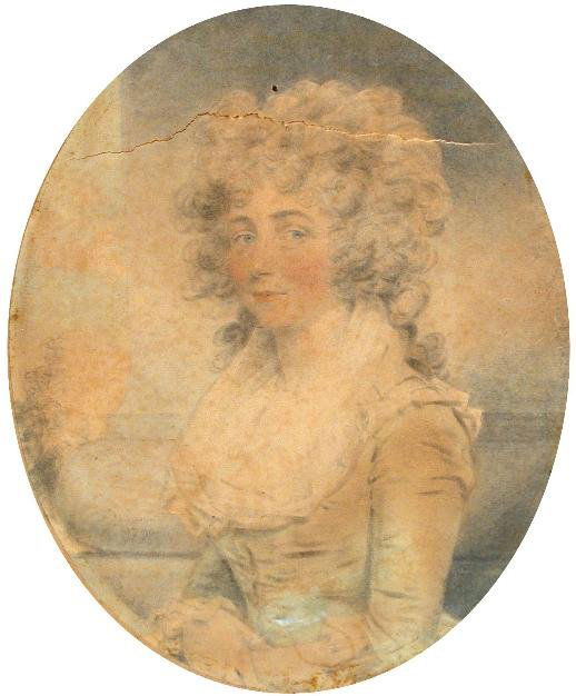 JOHN DOWNMAN, ARA (1750-1824): John Downman, ARA (1750-1824) Portrait of Mrs Arabella Breton (b.1733) signed lower left "J Downman 1792" and inscribed on the reverse "Etatis thirty three, began 1790, finished 1792 - a very great li