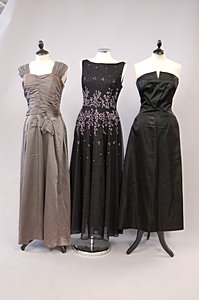 Six ballgowns, 1950s, including black net example