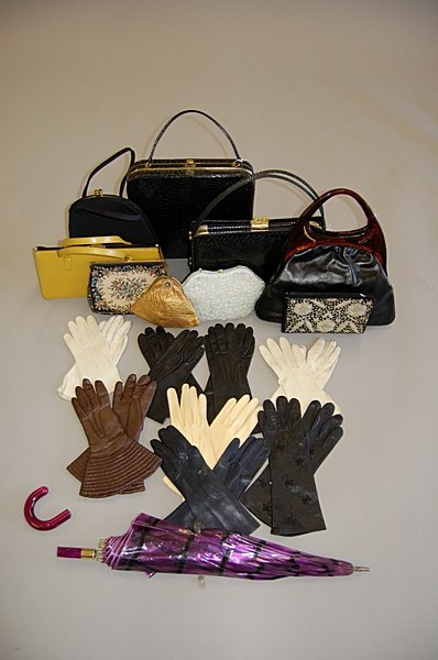A group of accessories 1930s-60s, including leath