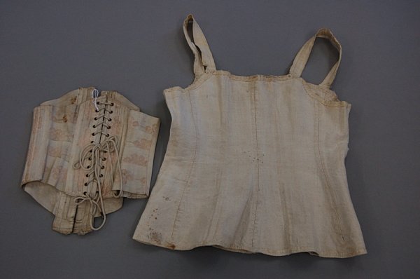 Four interesting corsets, comprising: a grey calico - 2