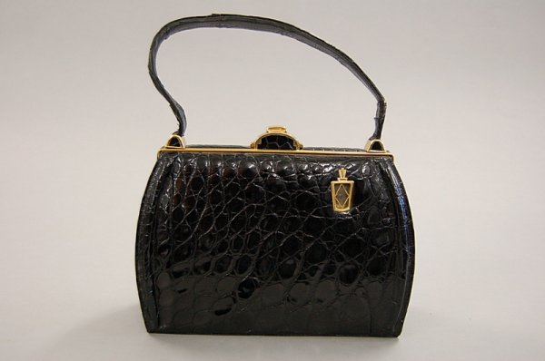 A Strater `Lite-On' black crocodile handbag, US pate - 2
