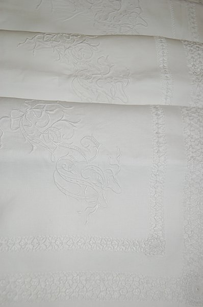 A group of finely embroidered trousseau bed linen,  - 4