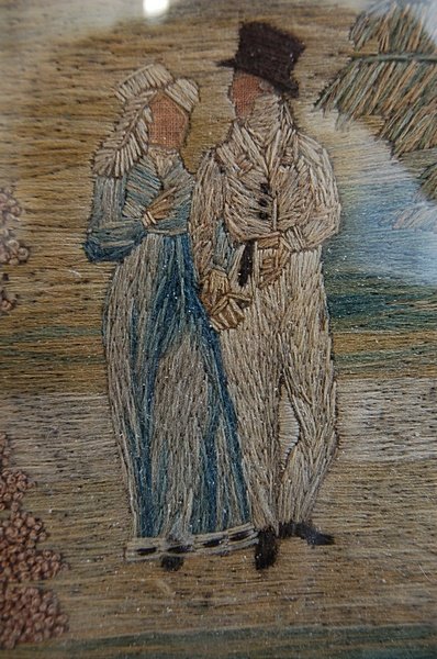 A woolwork embroidery of a couple, fine country h - 2