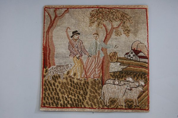A naive embroidery of a shepherd and his love, ci