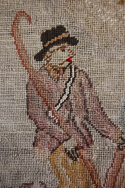 A naive embroidery of a shepherd and his love, ci - 2