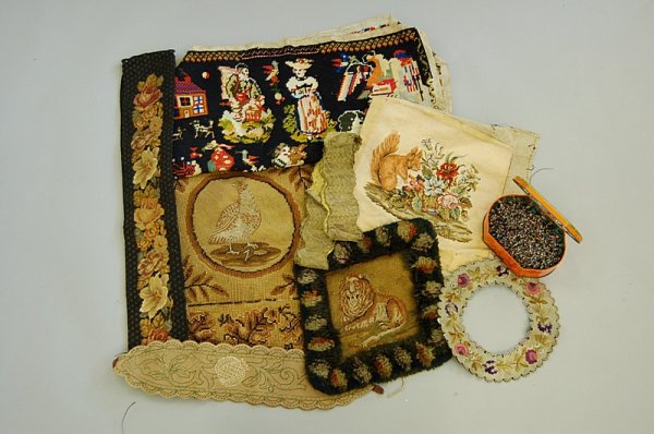 A miscellaneous group of embroideries and trimmin