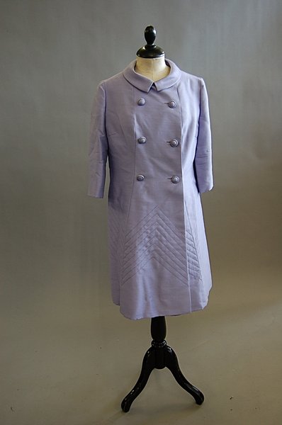 A Norman Hartnell lilac silk ensemble, 1960s, lab