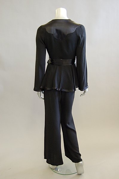 An Ossie Clark black moss crepe trouser suit, 196 - 2