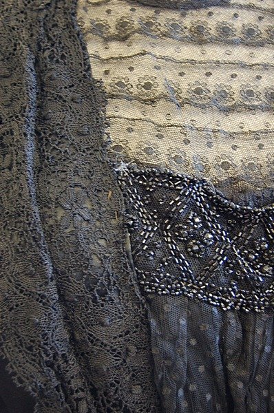 A black satin bodice and skirt, circa 1900, label - 5
