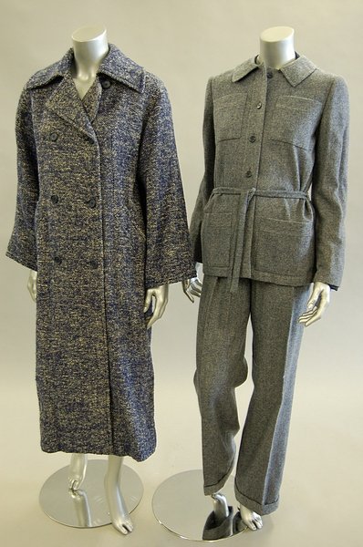 A Christian Dior blue and white tweed coat, mid 1