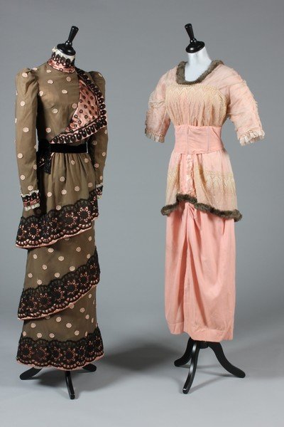 Lots 1 to 61 from the Henning Thorsen collection Eight: Lots 1 to 61 from the Henning Thorsen collection Eight Edwardian or Edwardian style dresses and assorted bodices, altered for use in film or stage, together with assorted bodices, pink satin capelet a