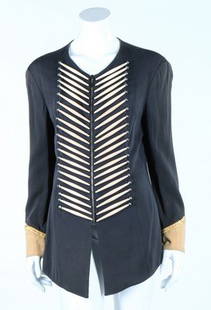 A Rifat Ozbek native American-inspired 'bone' jacket,: A Rifat Ozbek native American-inspired 'bone' jacket, Spring-Summer, 1992, labelled, with rows of bone beads centre front, chest 96cm, 38in