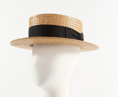 The Duke of Windsor's straw boater, mid-late 1940s,: The Duke of Windsor's straw boater, mid-late 1940s, labelled to the interior 'John Cavanagh Ltd, Park Avenue, at 47th Street, New York', trimmed with black grosgrain ribbon, size 6 7/8 Provenance: Sot