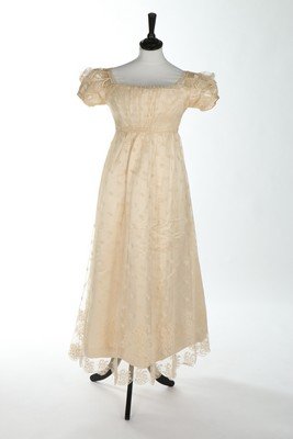 A needlerun-lace dress, 1820s, with overall sprigged (1 of 8)