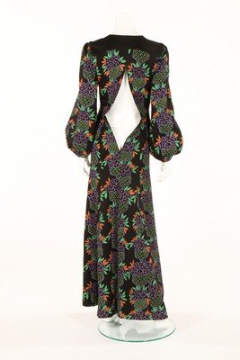 An Ossie Clark/Celia Birtwell printed black wool jersey (1 of 8)