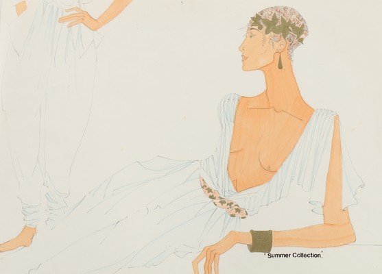 Lot 372 - John Galliano original fashion sketches,