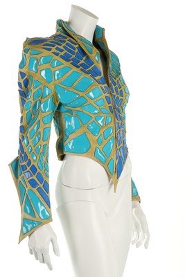 A Thierry Mugler 'Optisaurus' yellow suede jacket with (1 of 8)