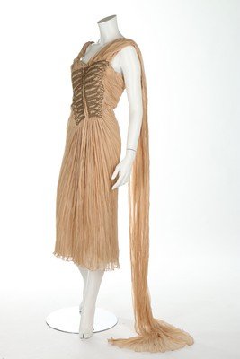 An Alexander McQueen beige chiffon cocktail dress, (1 of 8)