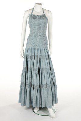 A Jeanne Lanvin pale blue shirred silk evening gown, (1 of 8)