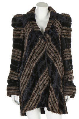 A Biba chevron striped plush swing jacket, 1973-4, (1 of 8)