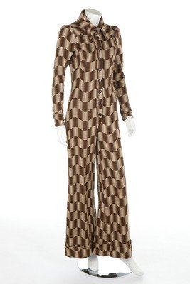 A Biba chevron weave deco-style jersey jump suit, (1 of 8)