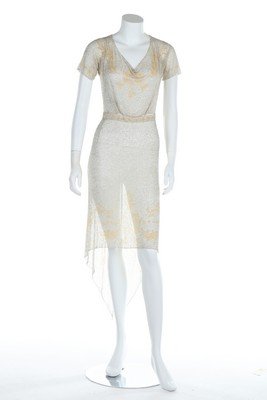 A beaded silver tunic c.1914, the tulle ground (1 of 7)