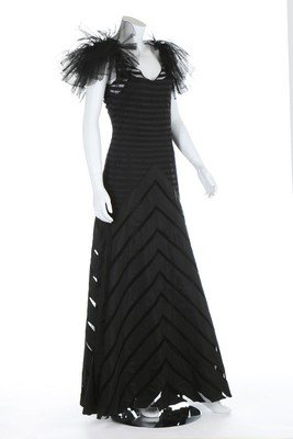 Two black evening dresses, early 1930s, one constructed (1 of 8)