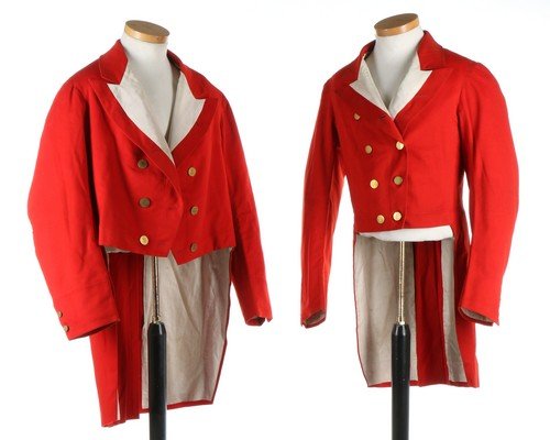 Two formal hunt ball tailcoats, one with buttons for (1 of 7)