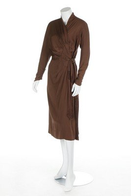 An Irene brown silk crepe dinner dress, late 1940s, (1 of 8)