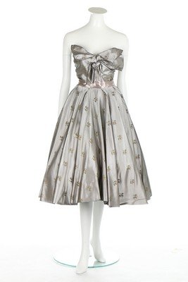 A Christian Dior New York brocaded grey satin and tulle (1 of 7)