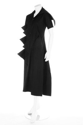 A Yohji Yamamoto black gabardine 'zig-zag' dress, (1 of 7)