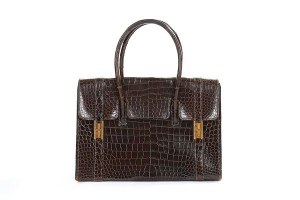 An Hermès brown crocodile 'Drag' bag and wallet, late (1 of 8)
