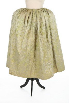 A chartreuse and ivory silk damask false quilted (1 of 6)