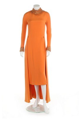 A Lanvin couture orange silk crêpe evening gown, circa (1 of 8)