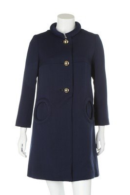 A Pierre Cardin blue wool coat, circa 1967, (1 of 6)