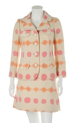 An Ungaro couture printed wool mini-skirt suit, 1966, (1 of 6)