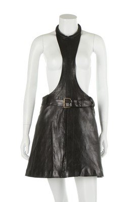 A Pierre Cardin black leather pinafore, 1967, Paris and (1 of 8)
