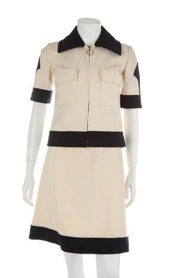 A Pierrre Cardin navy and white wool suit, late 1960s, (1 of 7)