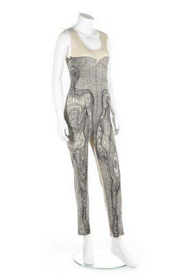 An Issey Miyake pleated polyester body suit with design (1 of 6)