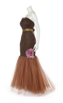 An Yves Saint Laurent couture brown tulle sheath, (1 of 8)