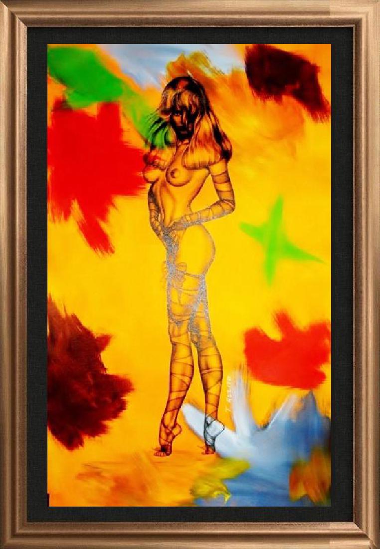 PAMELA ANDERSON CANVAS POP ORIGINAL NUDE ART: Artist: TONY AZZITO | Title of Art: PAMELA ANDERSON 766 | Medium: SIGNED ORIGINAL ACRYLIC WITH SILKSCREEN ON CANVAS | Edition Size: Original | Art Size: 41x22 | Offered Unframed. Framing Presentation 