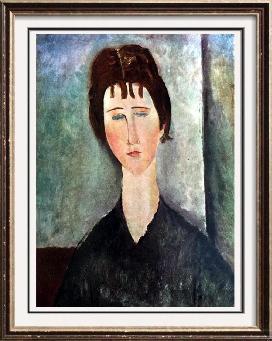 Amedeo Modigliani Young Girl with Brown Hair c.1918: Artist Name: Amedeo Modigliani | Title of Art: (Plate Thirteen) Young Girl with Brown Hair c.1918 | Medium: Fine Art Print from Museum Artist | Unsigned & Unnumbered | Art Size: Approx 8 x 10 | Offere