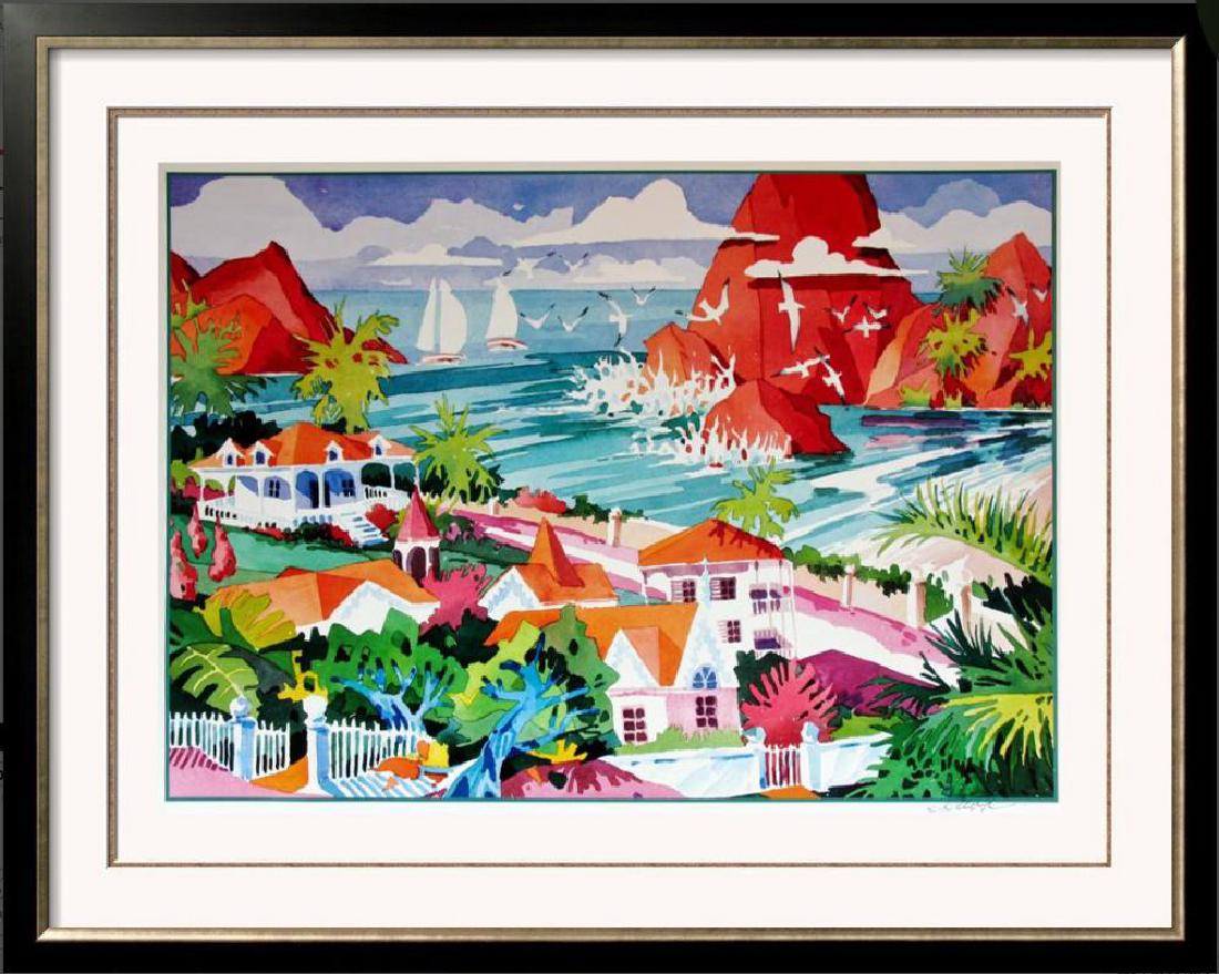 Ken Hawk Hand Signed Shelter Pointe Rock Colorful: Ken Hawk Hand Signed Shelter Pointe Rock Colorful Tropical | Unframed Size: 20X27 | Offered Unframed . Framing presentation if shown is for concept only. If you need assistance with custom framing, ca