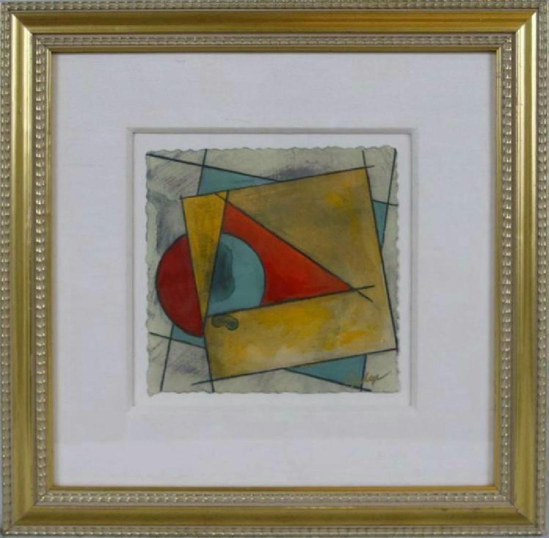 Framed Abstract Original Geometric Art Signed Rare (1 of 2)