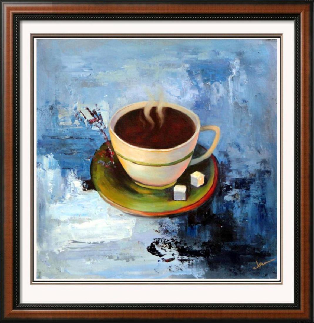Coffee Cup Blue Textured Painting Abstract Realism Huge (1 of 4)