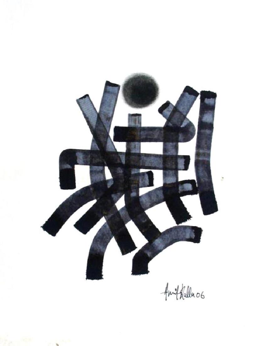 Abstract Original Painting on Paper Signed Indian Art (1 of 2)