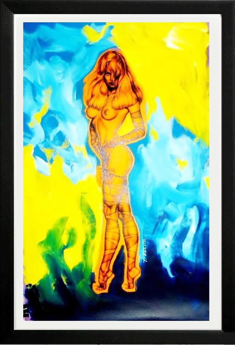 COLORFUL NUDE PAMELA ANDERSON POP ART ORIGINAL PAINTING: Artist: TONY AZZITO | Title of Art: PAMELA ANDERSON 778 | Medium: SIGNED ORIGINAL ACRYLIC WITH SILKSCREEN ON CANVAS | Edition Size: Original | Art Size: 48x30 | Offered Unframed. Framing Presentation 
