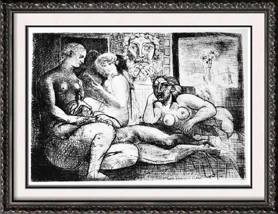 Pablo Picasso 'After' Four Nude Models and a: Artist Name: Pablo Picasso | Title of Art: (Plate Seventy Two ) Four Nude Models and a Sculptured Head c. 1934 | Medium: High Quality Double-Sided Fine Art Book Plate | Unsigned | Image Size: Approx 7