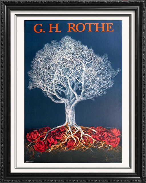 G.H. Rothe Litho Colored Art Dealer Sale Abstract Tree