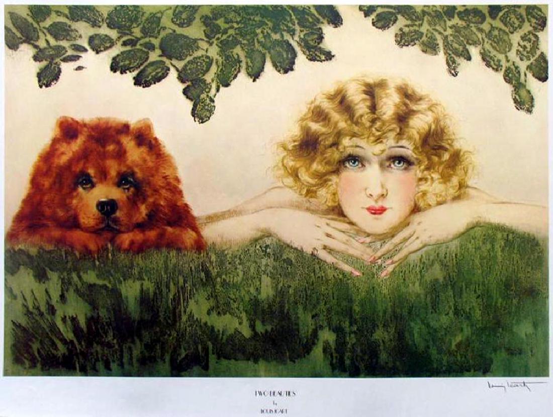 Louis Icart Art Deco Woman With Dog Adorable Print (1 of 3)